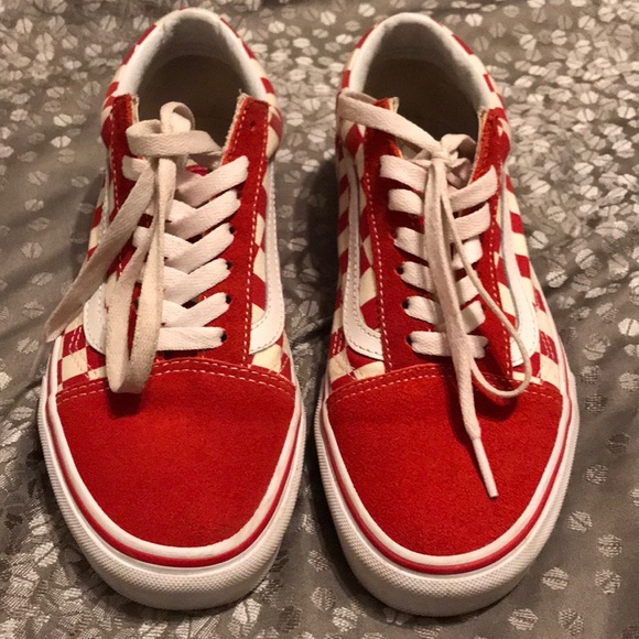 red checkered old skool vans